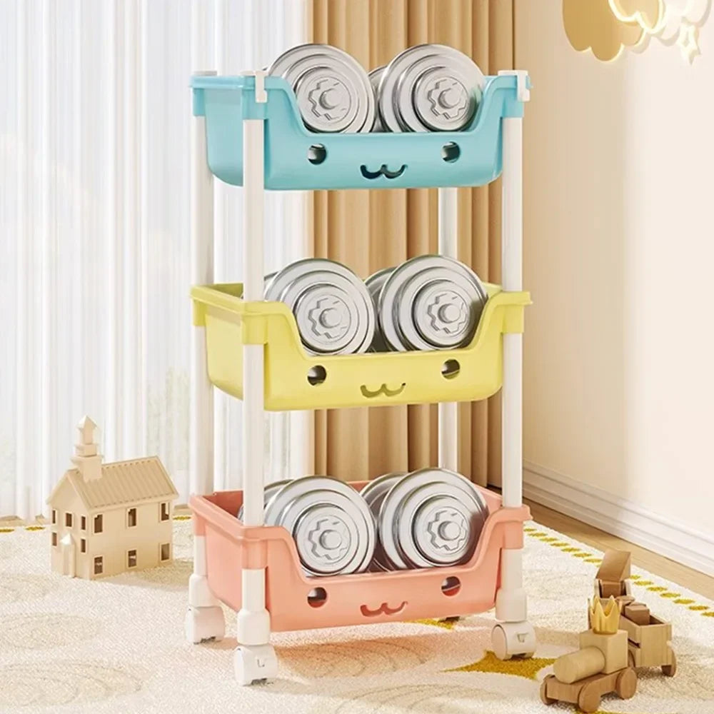 Toy Storage Trolley Bookshelf Snack Rack For Children