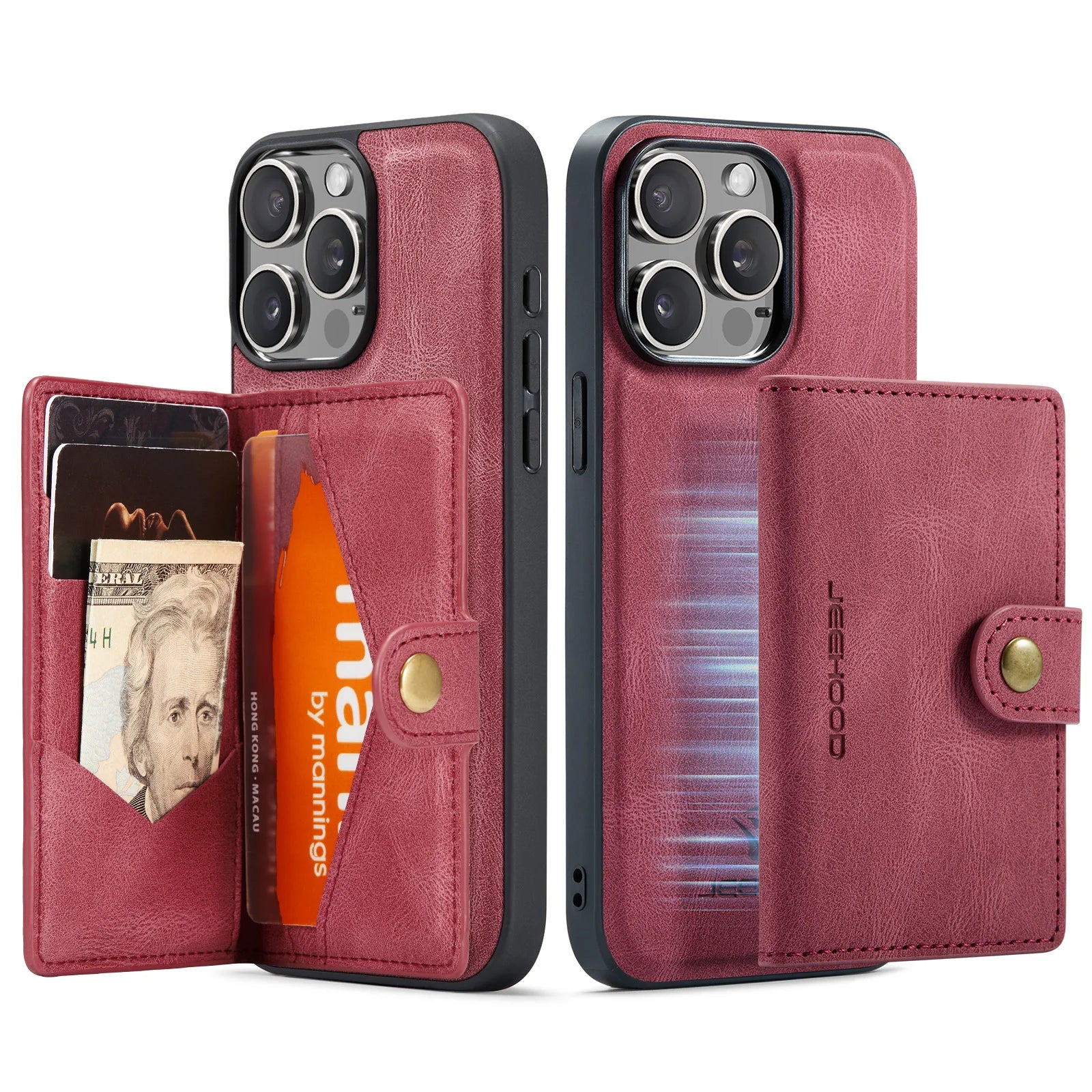 2 in 1 Detachable Cards Bag Wallet Leather Case for iPhone