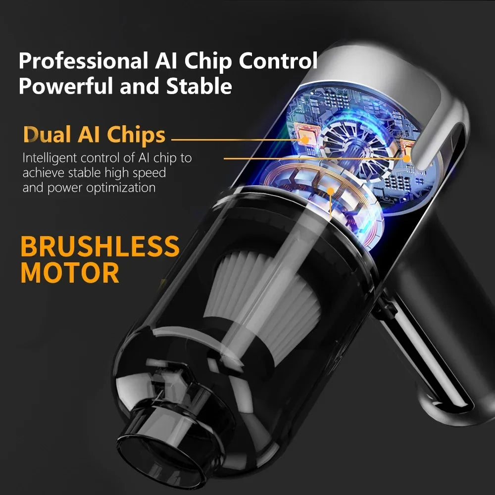 Car Vacuum Cleaner 140000PA High Power Cordless Handheld Portable Cleaner