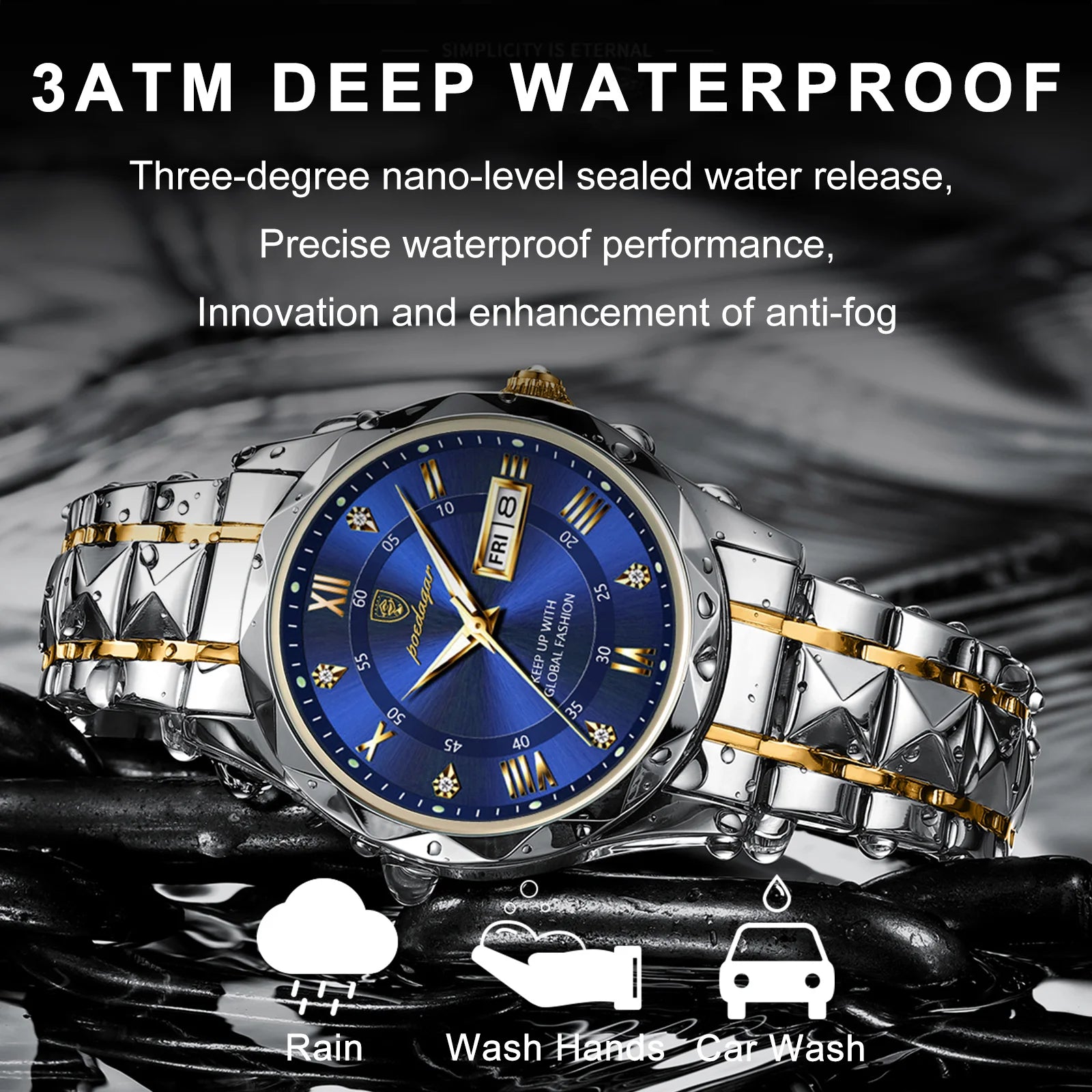 POEDAGAR Top Brand Luxury Man Wristwatch Waterproof