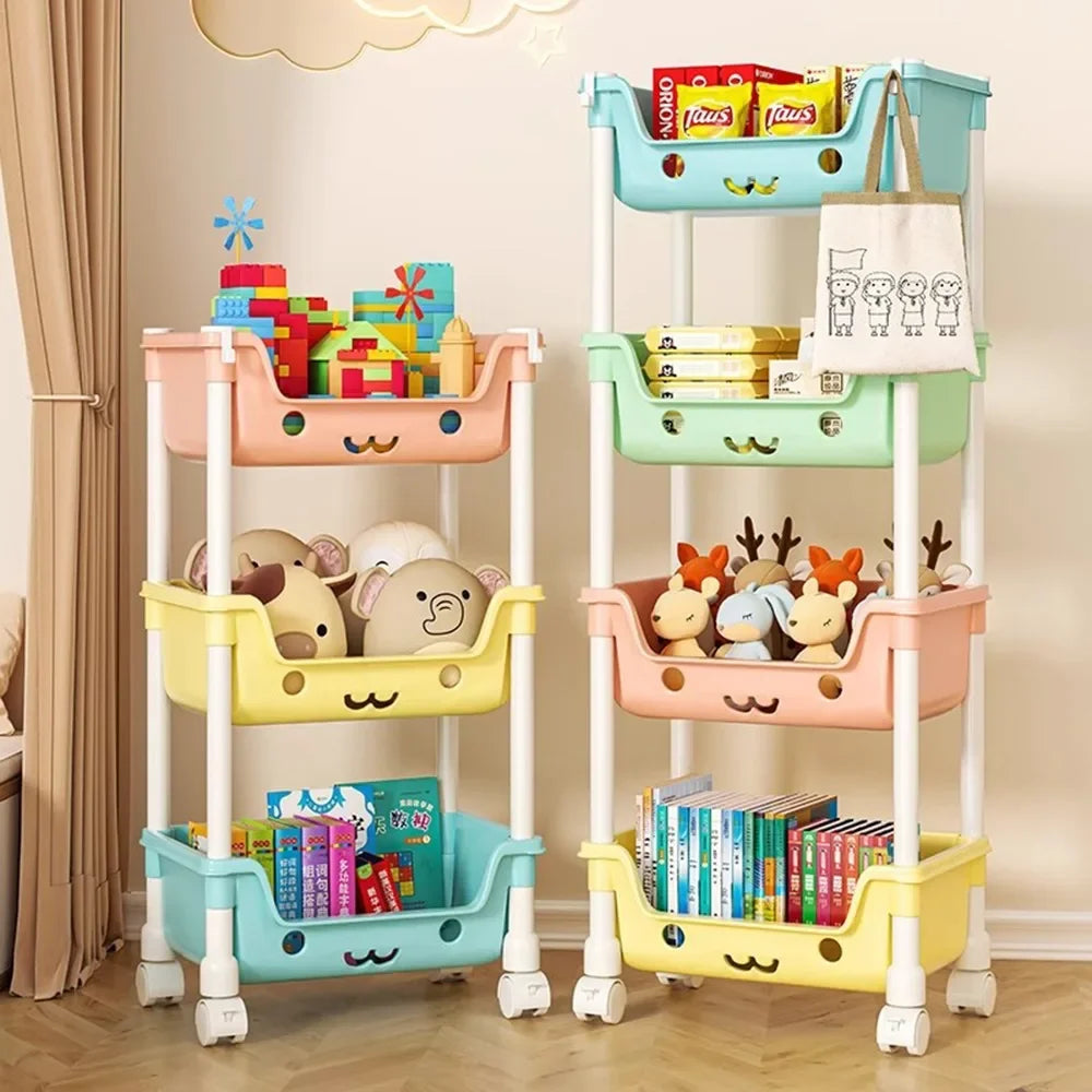 Toy Storage Trolley Bookshelf Snack Rack For Children