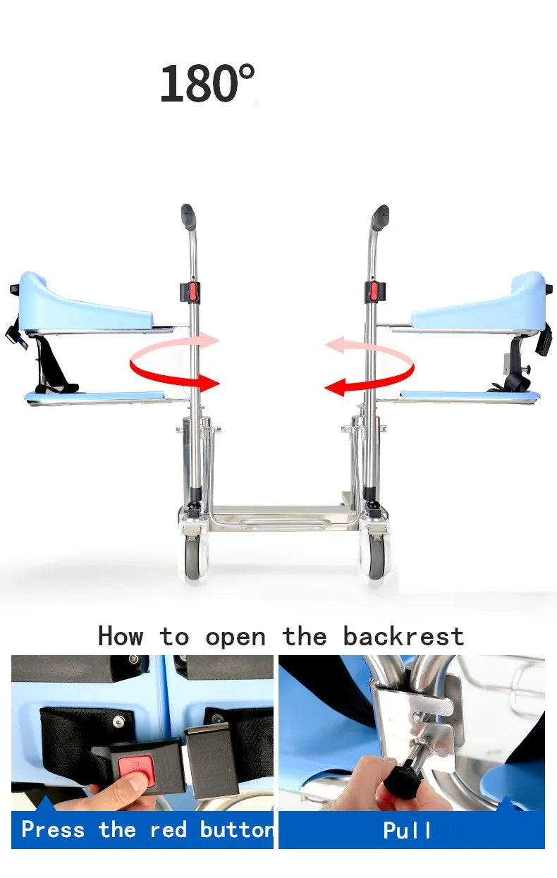 Patient transfer Chair Hydraulic Lift Adjustable Height Commode