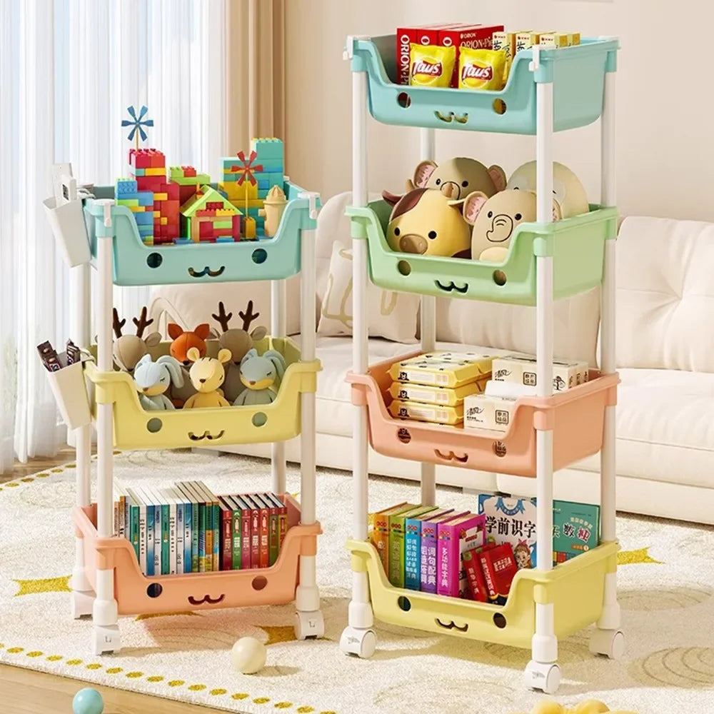 Toy Storage Trolley Bookshelf Snack Rack For Children