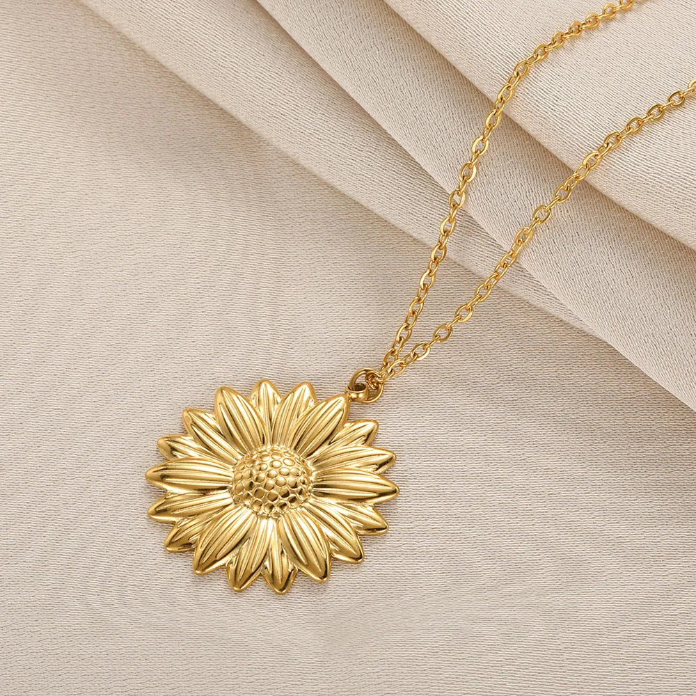 You Are My Sunshine Open Locket Sunflower Pendant Necklace